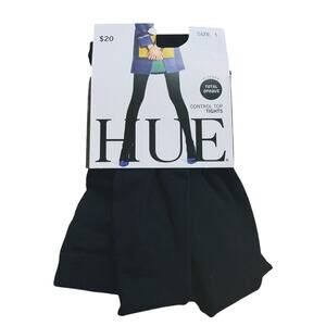 NWT HUE Total Opaque Control Top Panty Hose Tights Small Black Layer Shapewear